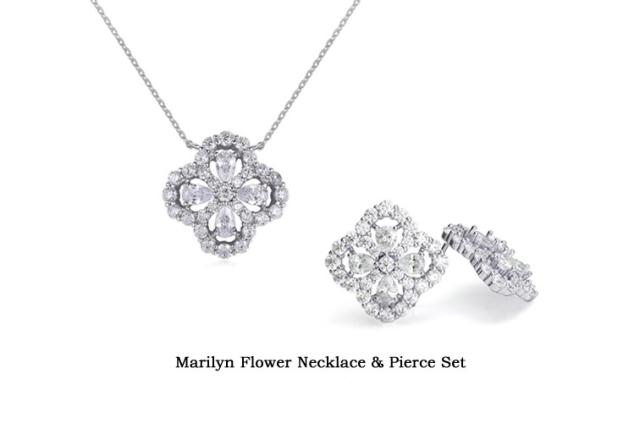 マリリン フラワー ネックレス & ピアス セット