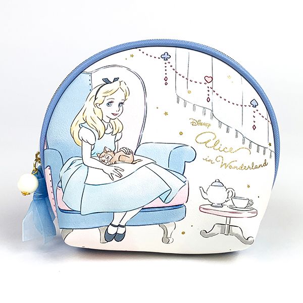 Disney プリンセス ディズニー シェルポーチ アリス Girls Room ケース 円形 上等 ブルー グッズ 小型 ミニ