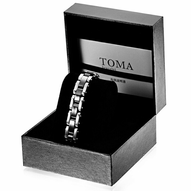 TOMA12M・12F 男性or女性 黒セラミックス 磁気ブレスレット シルバー ...