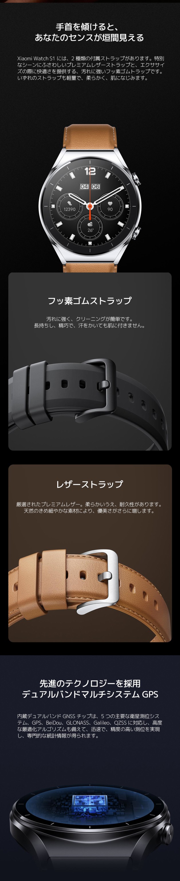 スマートウォッチ グローバル版 Xiaomi Watch S1 bluetooth通話 血中酸素 マイク&スピーカー搭載 高解像度 ５ATM防水  シャオミ 1年保証｜au PAY マーケット