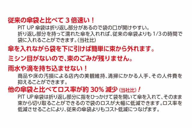 傘袋 PIT UP 長傘用 200枚 CW-0028【業務用 雨傘ふくろ カサ入れ 縦長