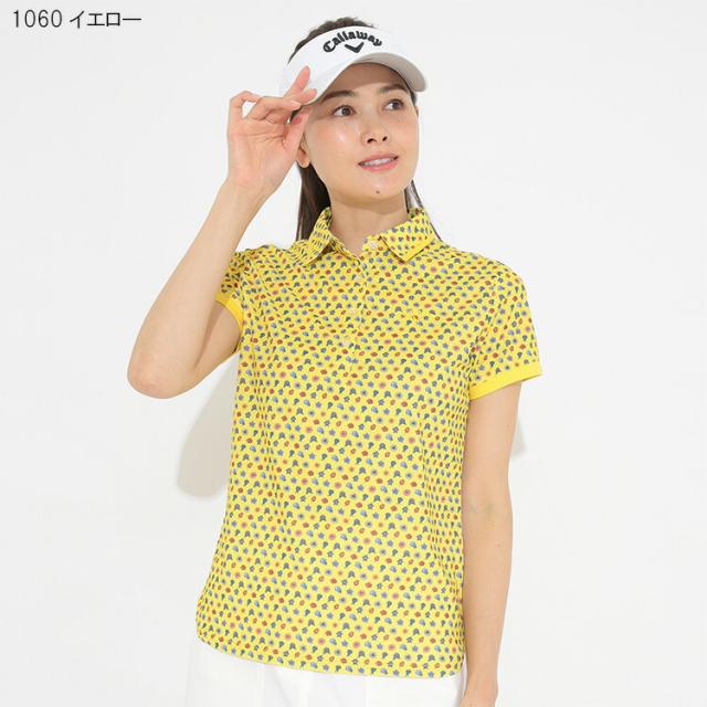 キャロウェイゴルフ レディース スモールフラワープリントカノコ 半袖シャツ C22134208