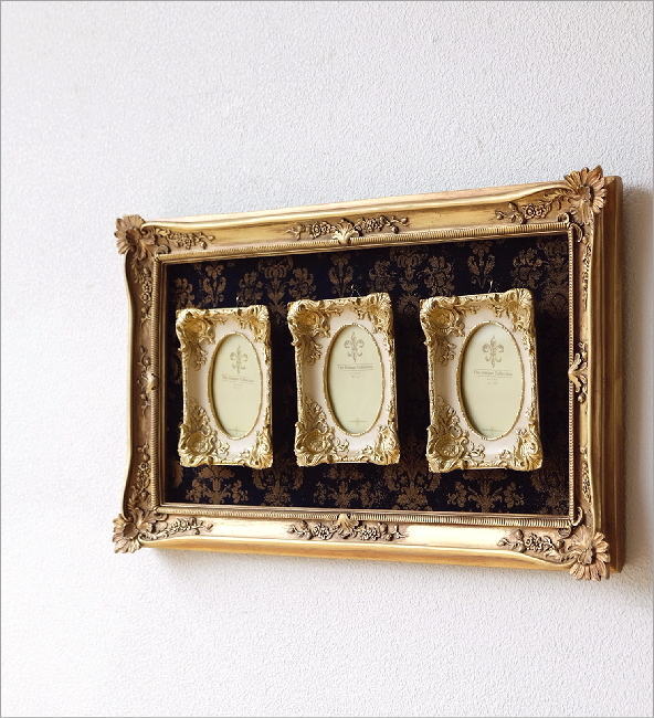 額縁/インテリア/3個 まとめ/ゴールド/F6 サイズ/アンティーク