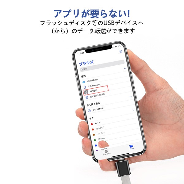 iPhone用USBポート 変換アダプター Lightningオス to USBメス USB