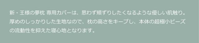 厚めのしっかりした生地なので、枕の高さをキープし、本体の超極小ビーズの流動性を抑えた寝心地となります。