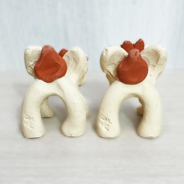 ふせシーサー 小 花付き