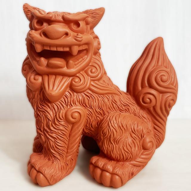 大獅子シーサー 素焼風 茶 座