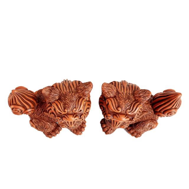 大獅子シーサー 素焼風 茶 座