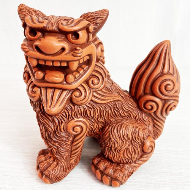 大獅子シーサー 素焼風 茶 座