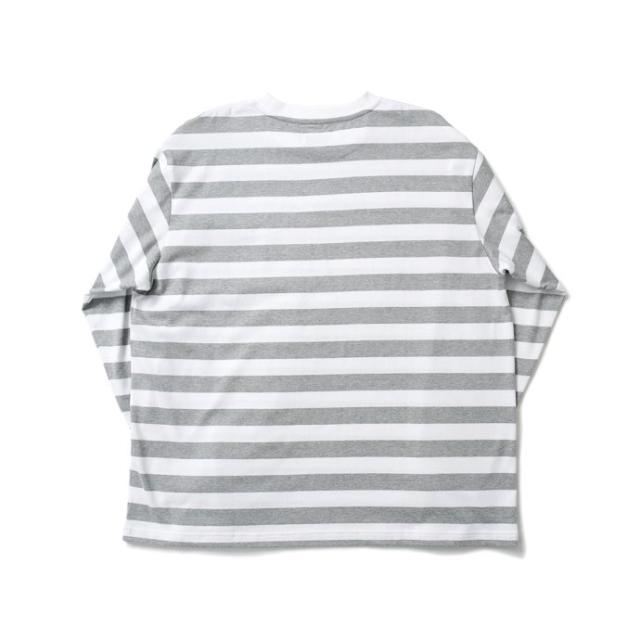 Powderhorn Mountaineering / PH23SS-002 P.H. M.STRIPE L/S TEE Regular Stripe - Grey/White ボーダー長袖Tシャツ