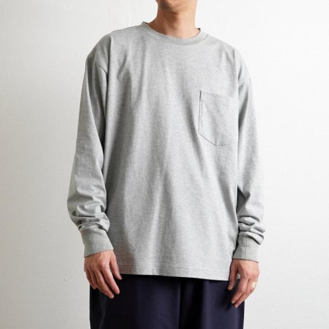 Powderhorn Mountaineering / PH23SS-002 P.H. M.STRIPE L/S TEE Micro Stripe - Grey/White マイクロボーダー長袖Tシャツ