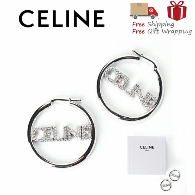 CELINE セリーヌ ピアス ロゴ シルバー レディース ピンク メタル