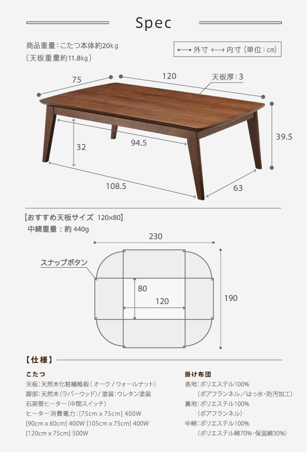 新品在庫 こたつ 北欧 長方形 北欧デザインこたつテーブル〔イーズ〕120x75cm +保温綿入り両面フランネルこたつ布団 2点セット セット こたつ布団 の通販はau PAY マーケット - COCO-LIFE|商品ロットナンバ お買い得お得