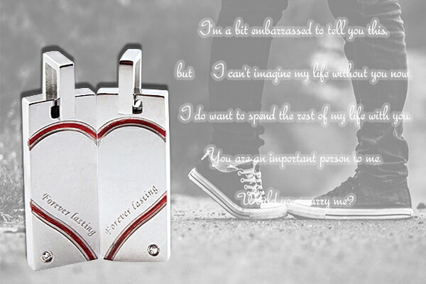 ふたりを結ぶ運命の赤い糸の入ったペアネックレス