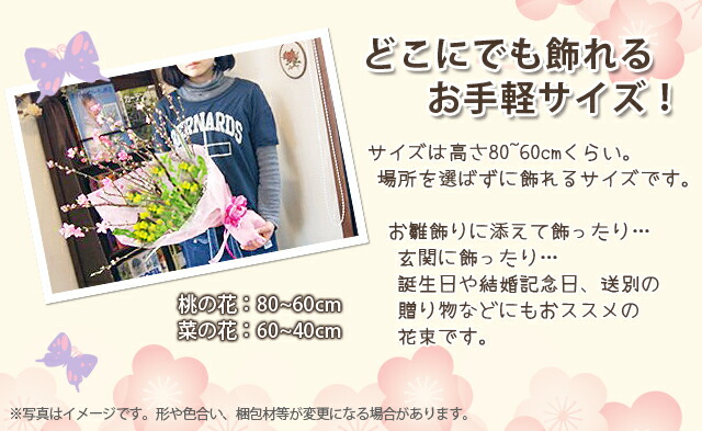 桃の花 菜の花 花束 サイズ