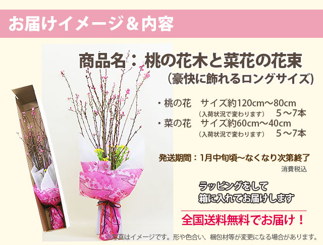 桃の花 菜の花 花束