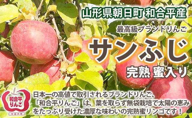 山形県朝日町 和合平りんご 完熟蜜入り 葉取らずサンふじ