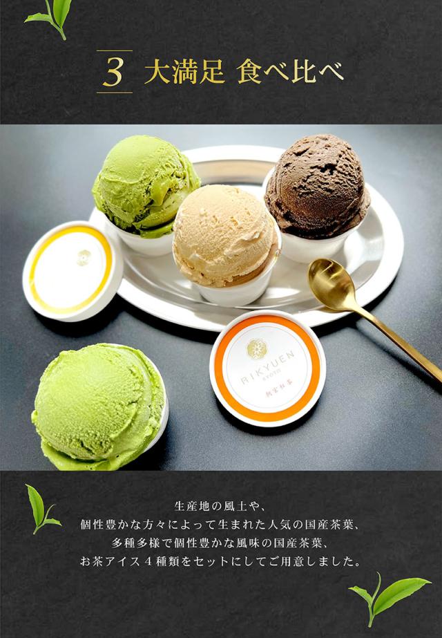 京都利休園 お茶 アイス 4種類 抹茶 ほうじ茶 紅茶 玄米茶 お歳暮 item-ice-4set-mhkg