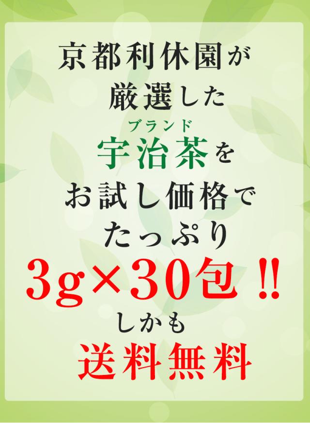 ティーバッグ お茶 お試し 宇治茶 送料無料 寛永3年 京都利休園 公式 お徳用 大容量 90g 3g×30包 緑茶 日本茶 メーカー直送 uji-tb90