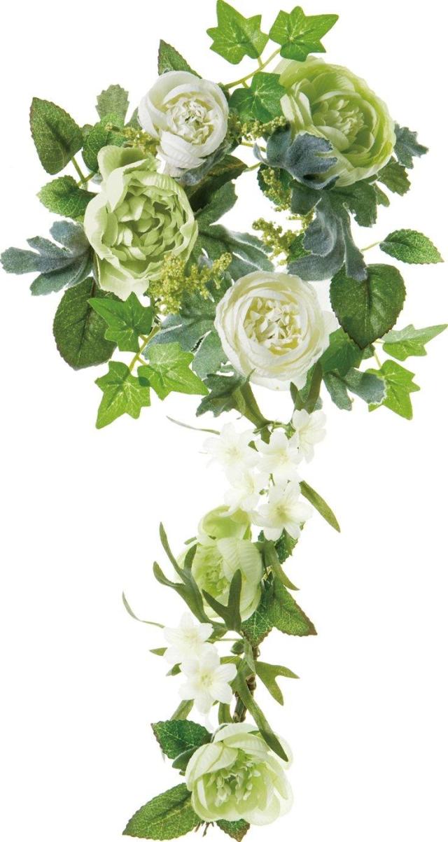 高級感 ポピー Popy ポピー 造花 ラナンキュラスリース グリーンホワイト Fbc 8007 G W 約35 15 7cm 数量限定 Www Theitgroup It