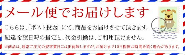 こちらの商品はメール便です。お届けまで通常7日から10日程度お時間を頂きます。