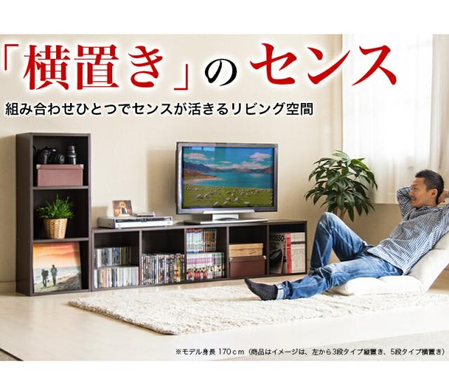 全段固定で頑丈だから、横置きにしてテレビ台やローボードとして、リビングに設置すればオシャレです。