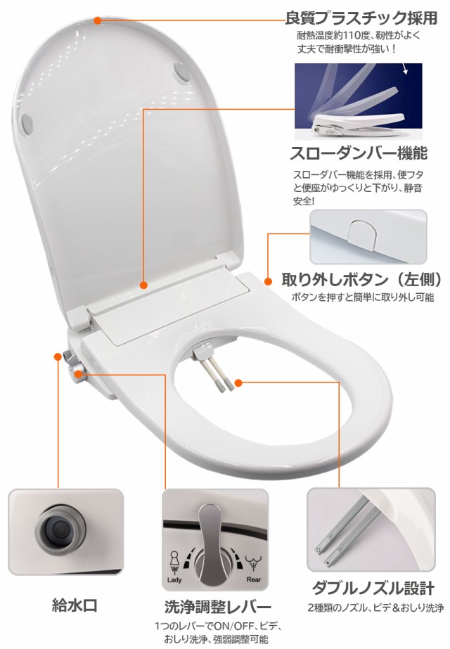 便座 交換 シャワートイレ 電源不要 便座 洗浄便座 水洗浄便座 水圧式 非電源式 取り付け簡単 送料無料の通販はau PAY マーケット -  サファイア | au PAY マーケット－通販サイト