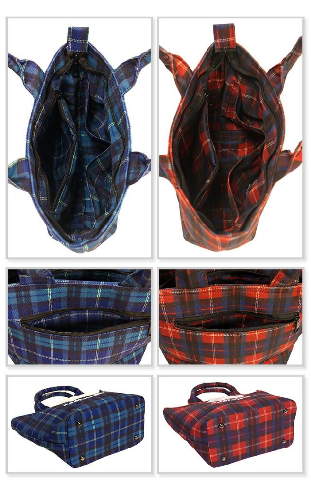 コモコーメ チェック スター ゴルフ カートバッグ ラウンドバッグ ミニトートバッグ ボア 星 ファスナー仕様