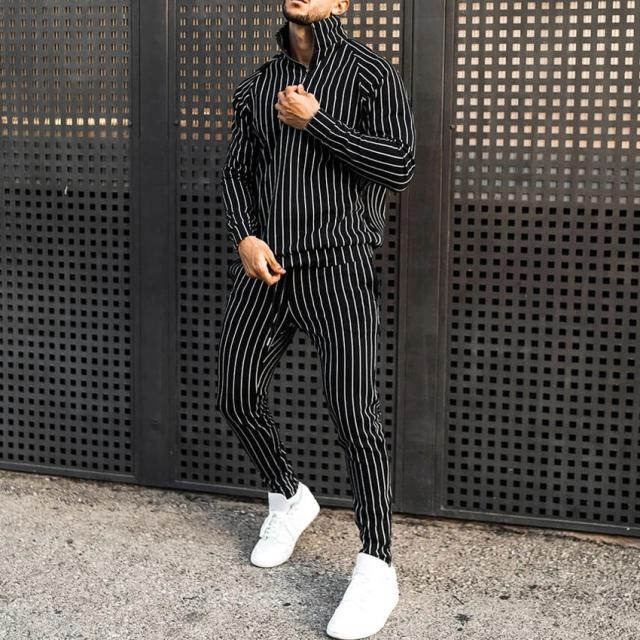 KEBOZ セットアップ　パーカー　パンツ ストライプ　縦縞 セットアップ パーカー ジップアップパーカ 縦縞スウェット
