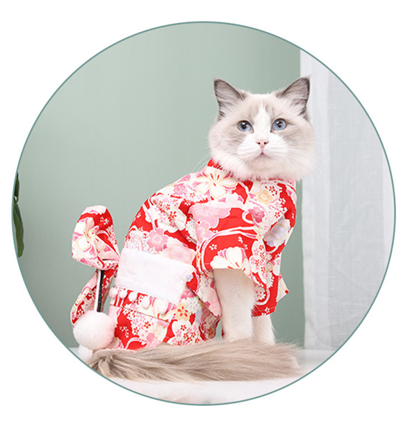 猫服 犬服 ペット服 和風 浴衣 蝶結び 桜 晴れ着 ドッグウェア