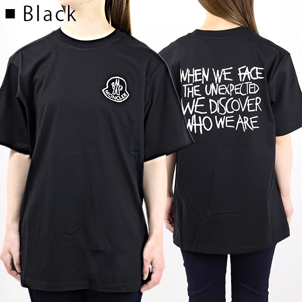 MONCLER　モンクレール　T-SHIRT　Tシャツ ロゴ バックプリント ロゴTシャツ コットン シンプル 半袖 レタリング クルーネック レディース　8C000 10 829FB 001 999
