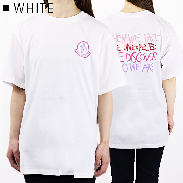 MONCLER　モンクレール　T-SHIRT　Tシャツ ロゴ バックプリント ロゴTシャツ コットン シンプル 半袖 レタリング クルーネック レディース　8C000 10 829FB 001 999