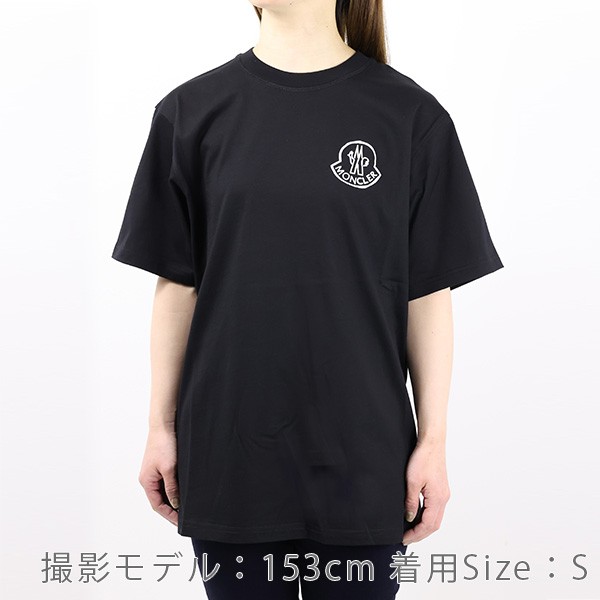 MONCLER　モンクレール　T-SHIRT　Tシャツ ロゴ バックプリント ロゴTシャツ コットン シンプル 半袖 レタリング クルーネック レディース　8C000 10 829FB 001 999