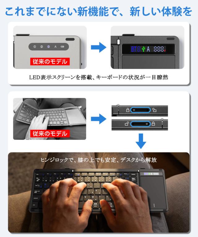 キーボード 3つ折りたたみ
