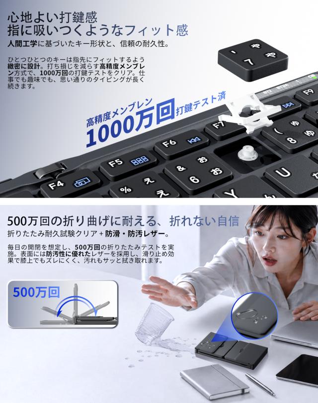 キーボード 3つ折りたたみ