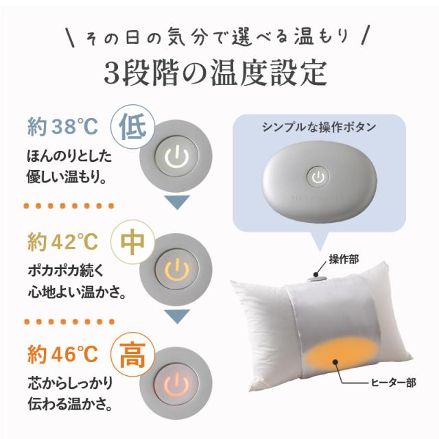 その日の気分で選べる温もり、3段階の温度設定