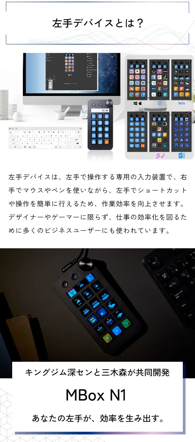 Stream Dock MBOX N1 左手デバイス テンキー型 PC作業効率化