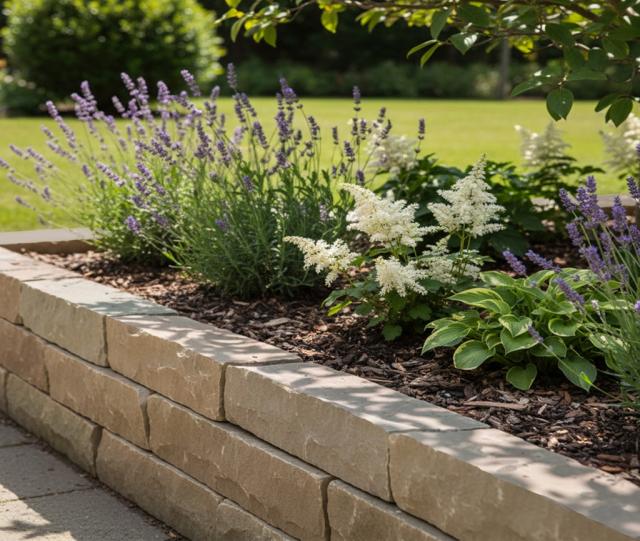 花壇 石 施工例