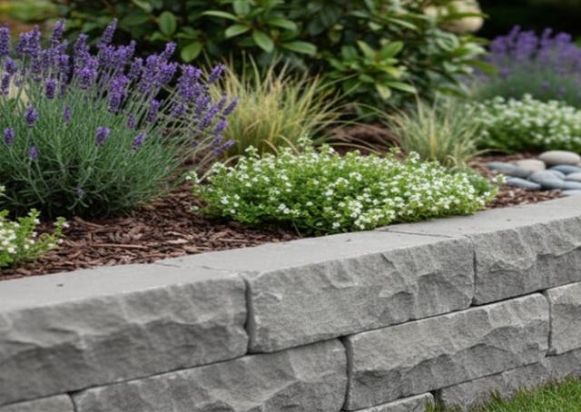 花壇 石 施工例