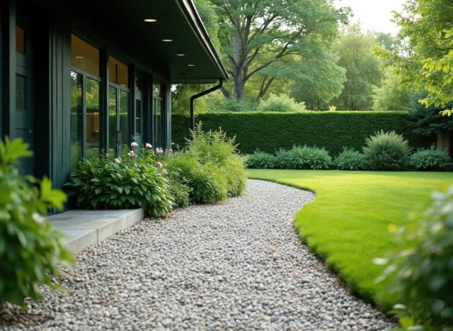 砂利 玉石 洋風 庭 玉砂利