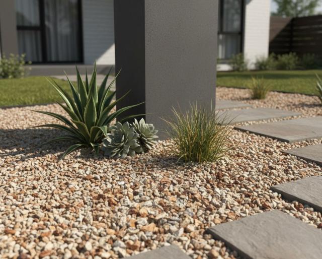 砂利 玉石 洋風 庭 玉砂利