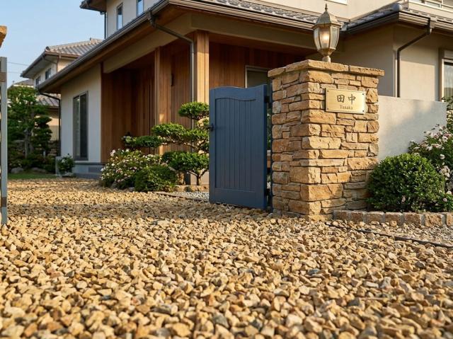 砂利 チャート 栗色 黄色 イエロー 洋風 庭 砂利 砕石