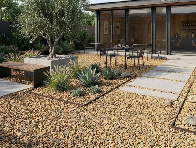 砂利 チャート 栗色 黄色 イエロー 洋風 庭 砂利 砕石