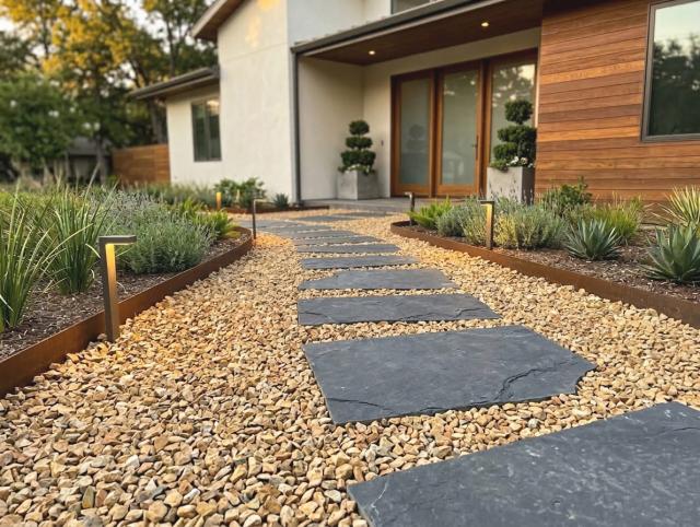 砂利 チャート 栗色 黄色 イエロー 洋風 庭 砂利 砕石