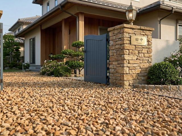 砂利 チャート 栗色 黄色 イエロー 洋風 庭 砂利 砕石