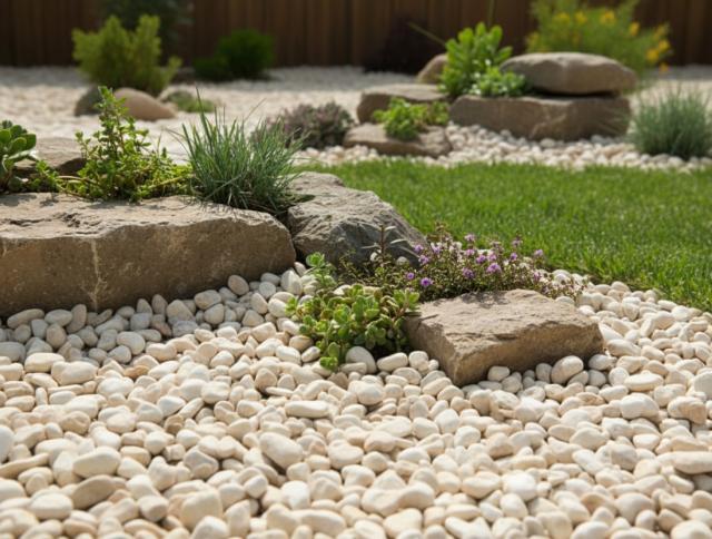 砂利 玉石 洋風 庭 玉砂利石