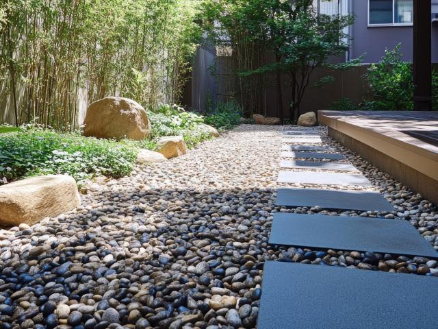 砂利 玉石 洋風 庭 玉砂利石