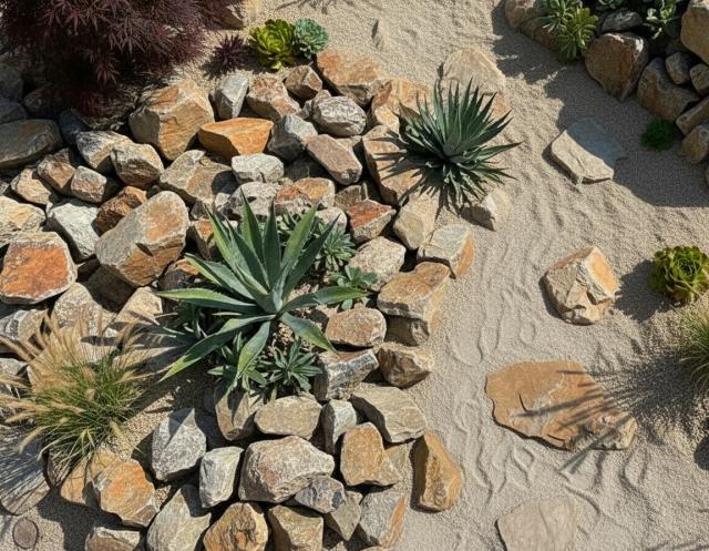 庭石 割栗石の施工写真