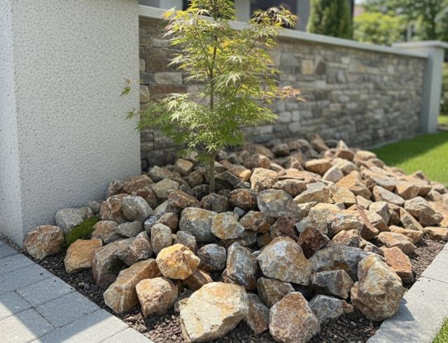 庭石 割栗石の施工写真