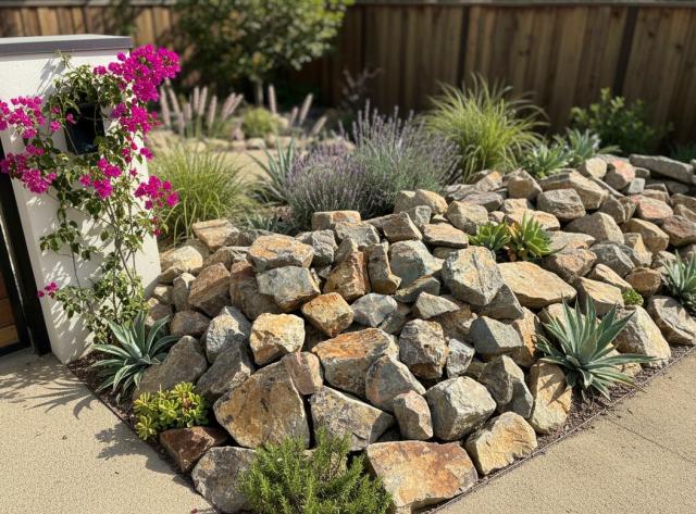 庭石 割栗石の施工写真